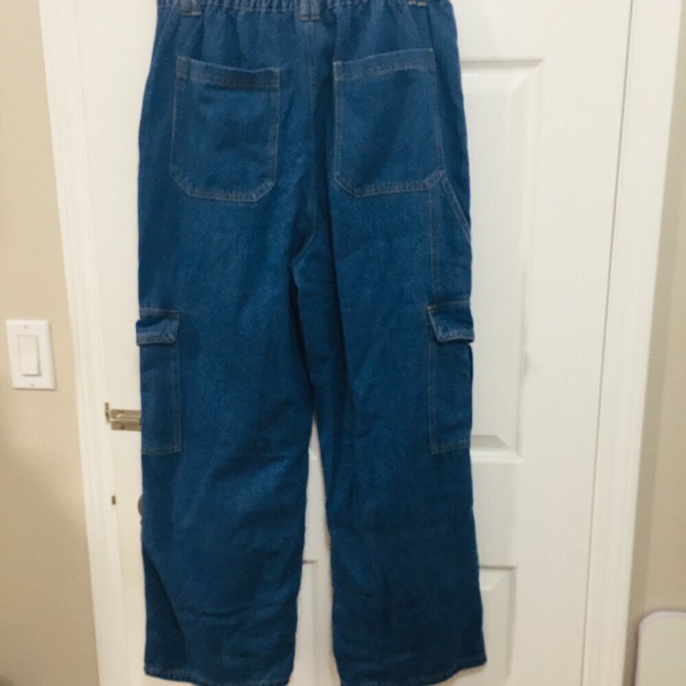 2XL Unisex Cargo Denim Pants – Wide Leg, Multi‑Pocket, Straight Fit - Picture 6 of 13
